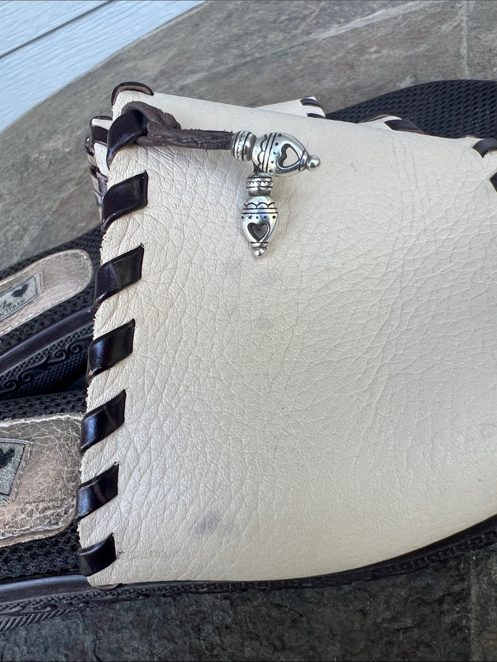 Brighton Cream Leather Slip-On Mules with Braided Trim - Picture 3 of 12